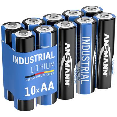 ANSMANN Pile Industrielle au Lithium - 9V Batterie E-Block/6F22 - Pack de 5  - Piles