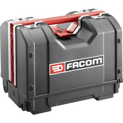 Coffret à outils noir et rouge avec logo 'Facom' sur le côté, construction robuste, idéal pour les travaux manuels et le rangement des outils.