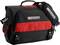 Un sac à outils noir et rouge avec une bandoulière et plusieurs compartiments, portant le logo 'Facom'.