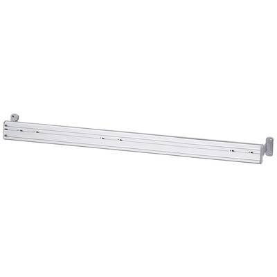 Tringle à vêtements en aluminium, rectangulaire, avec des plaques de fixation latérales pour montage mural, utilise peu d'espace et offre un support stable pour les vêtements.