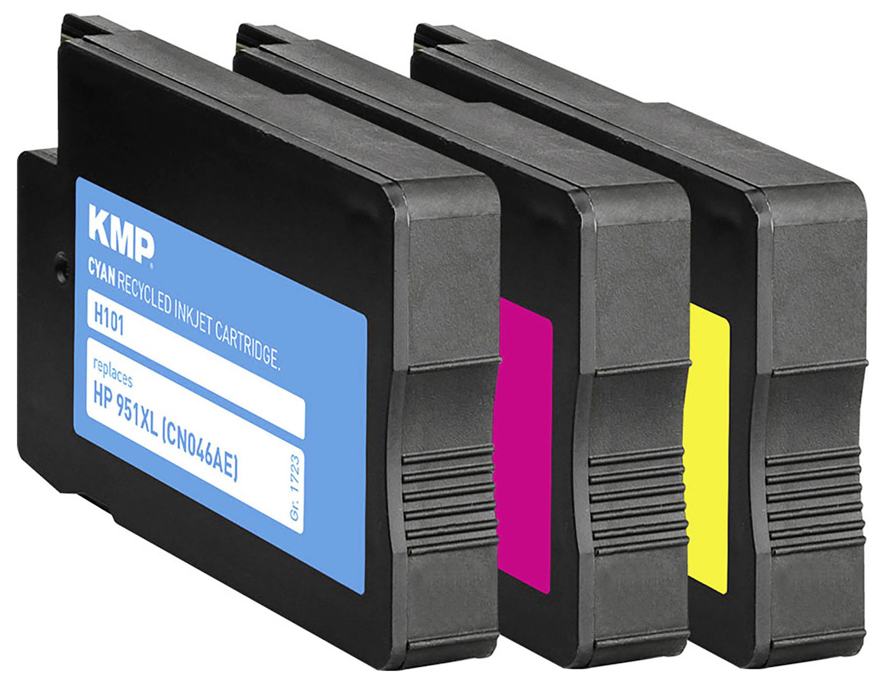 KMP Encre remplace HP 951XL, CN046AE, CN047AE, CN048AE compatible pack bundle cyan, magenta, jaune H101V 1723,4050-2