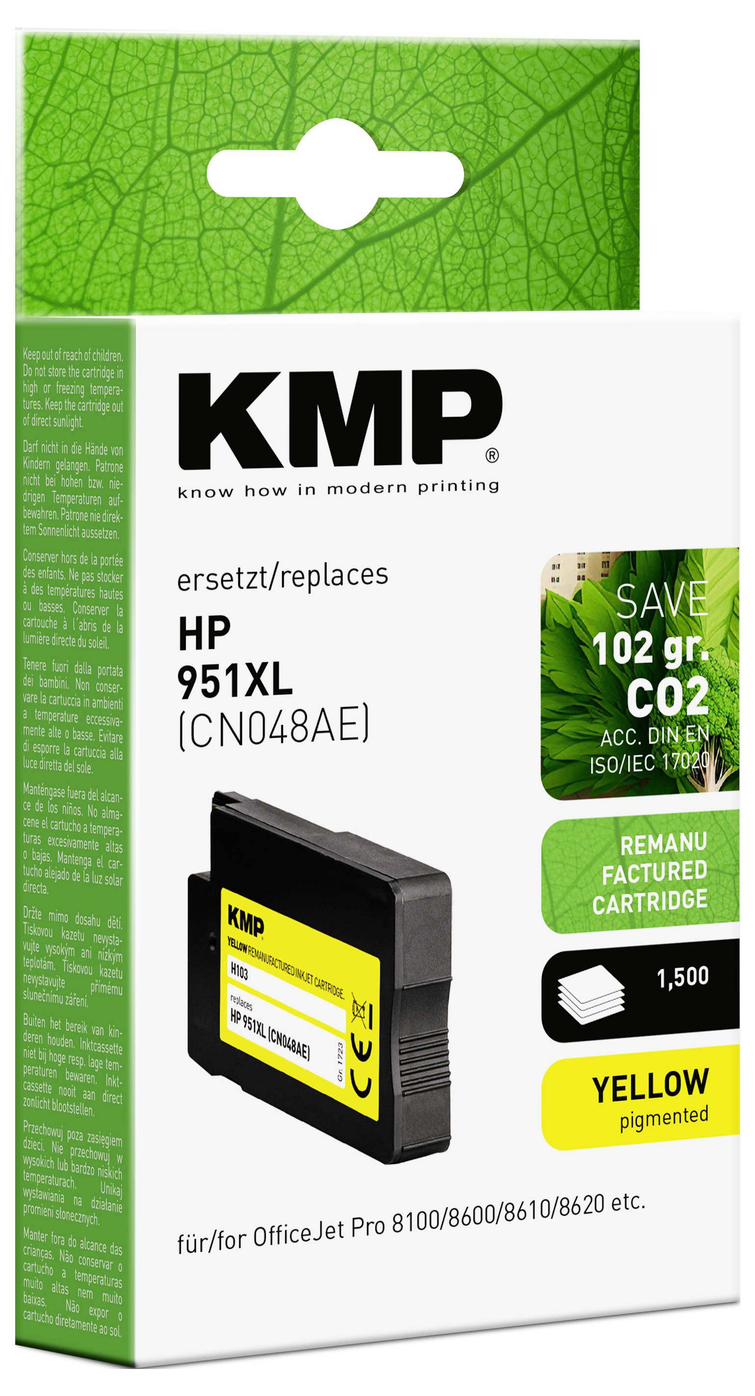 KMP Encre remplace HP 951XL, CN048AE compatible jaune H103 1723,4009-1