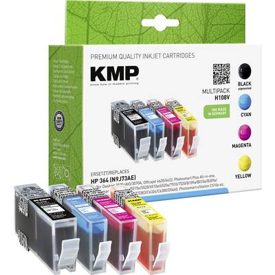 KMP Encre remplace HP 364, N9J73AE, CB316EE, CB318EE, CB319EE, CB320EE compatible pack bundle noir, cyan, magenta, jaune