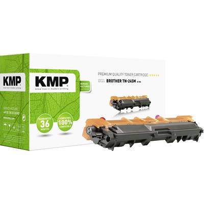 Emballage de cartouche de toner KMP, modèle 'Brother TN-245M'. Inscription "Cartouche de toner de qualité premium". Garantie 36 mois.