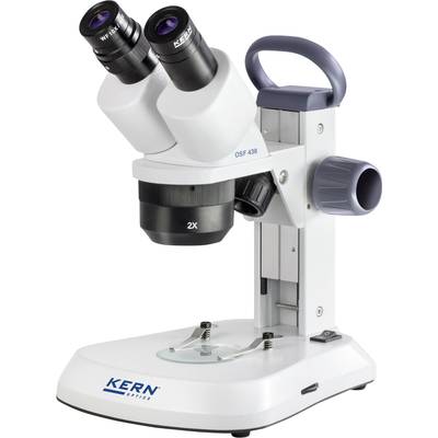 Un microscope stéréoscopique avec un objectif à double grossissement et deux oculaires, idéal pour des investigations scientifiques précises.