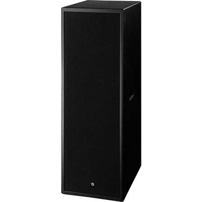 Haut-parleur noir rectangulaire au design discret, présenté sur un fond blanc.