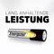L'image présente une pile Energizer avec le slogan 'Longue durée de performance' en arrière-plan.