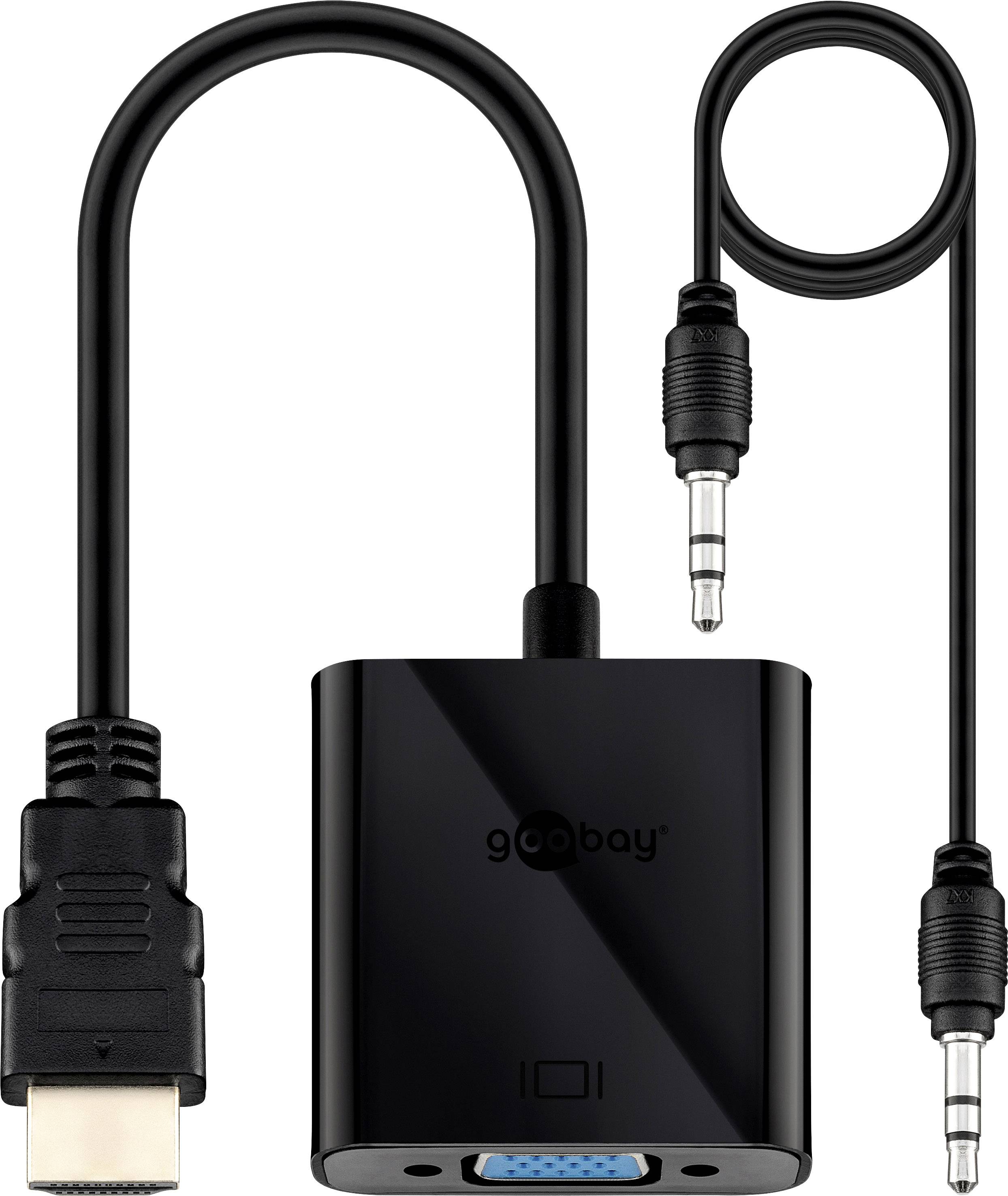 Adaptateur TV, écran Goobay HDMI zu VGAAdapter 68793 [1x HDMI mâle 1x VGA femelle, Jack