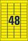 Étiquette jaune avec le chiffre bleu '48' au centre, entouré de bordures rectangulaires noires.