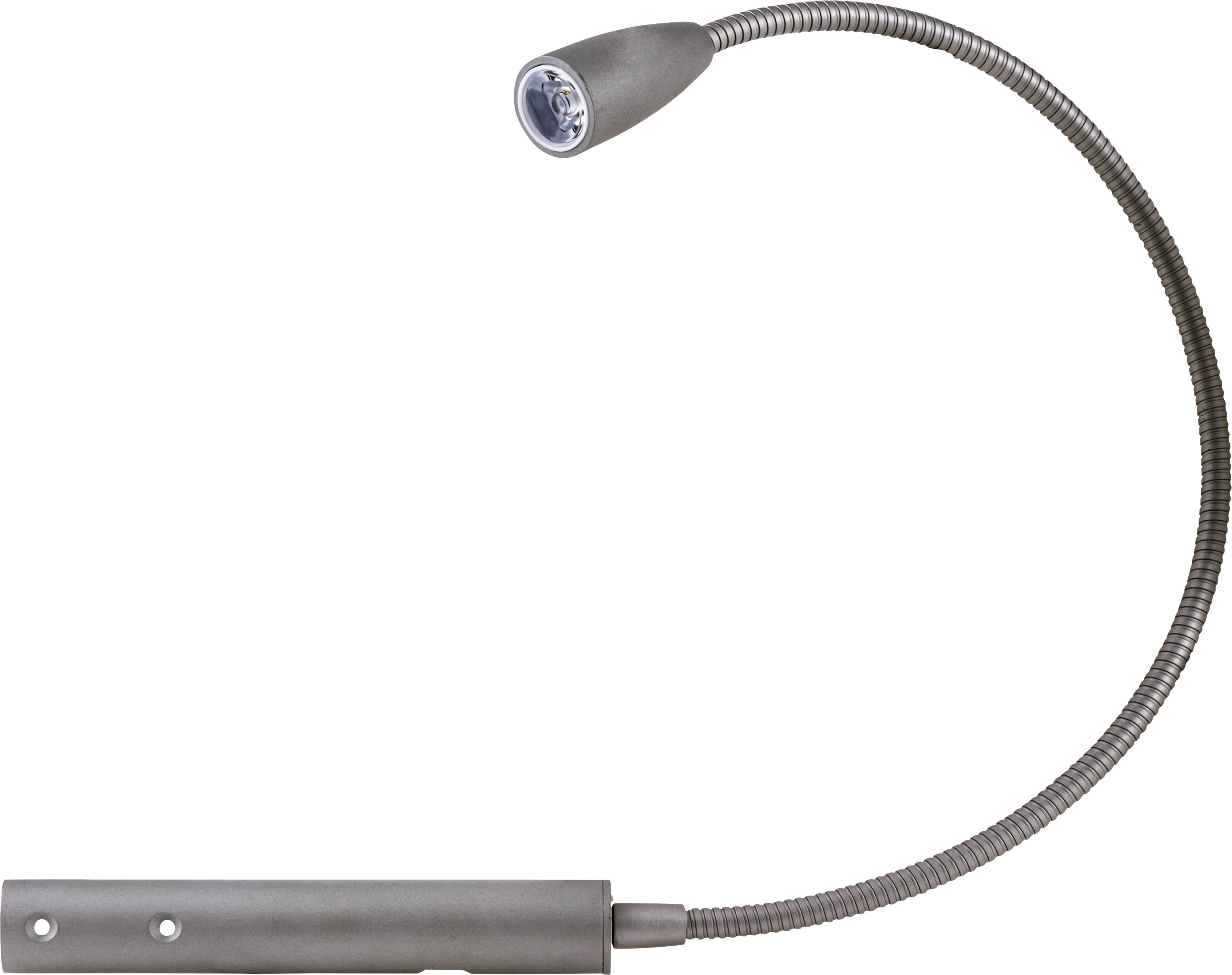 Une lampe de lecture LED flexible avec un long col flexible et une petite tête de lampe ronde. Idéale pour un éclairage ciblé.