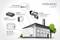 Bâtiment équipé de dispositifs pour la surveillance réseau et vidéo : câbles réseau, commutateur, caméra de surveillance, armoire réseau, tous pourvus de numéros de modèle.