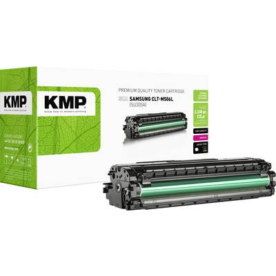 Cartouche de toner KMP de qualité premium pour Samsung CLT-M506L (SU305A), présentée avec son emballage vert et noir et la cartouche elle-même.