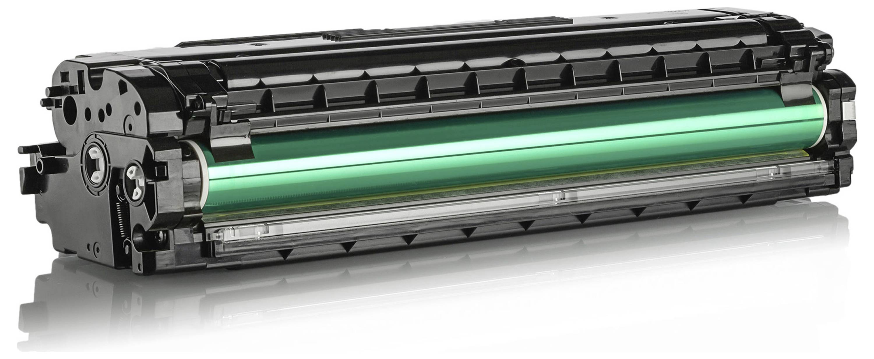 Cartouche de tambour de toner pour imprimante noire avec un cylindre d'imagerie vert luminescent sur fond blanc