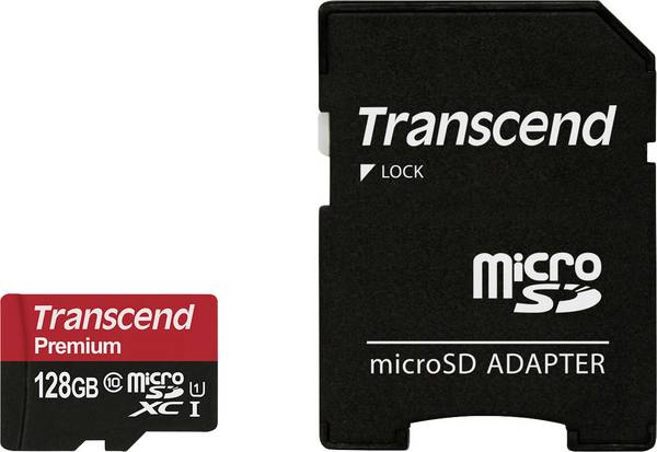 Carte microSDXC Transcend Premium 128 GB Class 10, UHS-I avec adaptateur SD