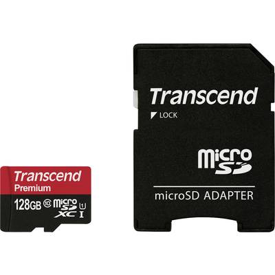 Carte microSDXC Transcend Premium 128 GB Class 10, UHS-I avec adaptateur SD