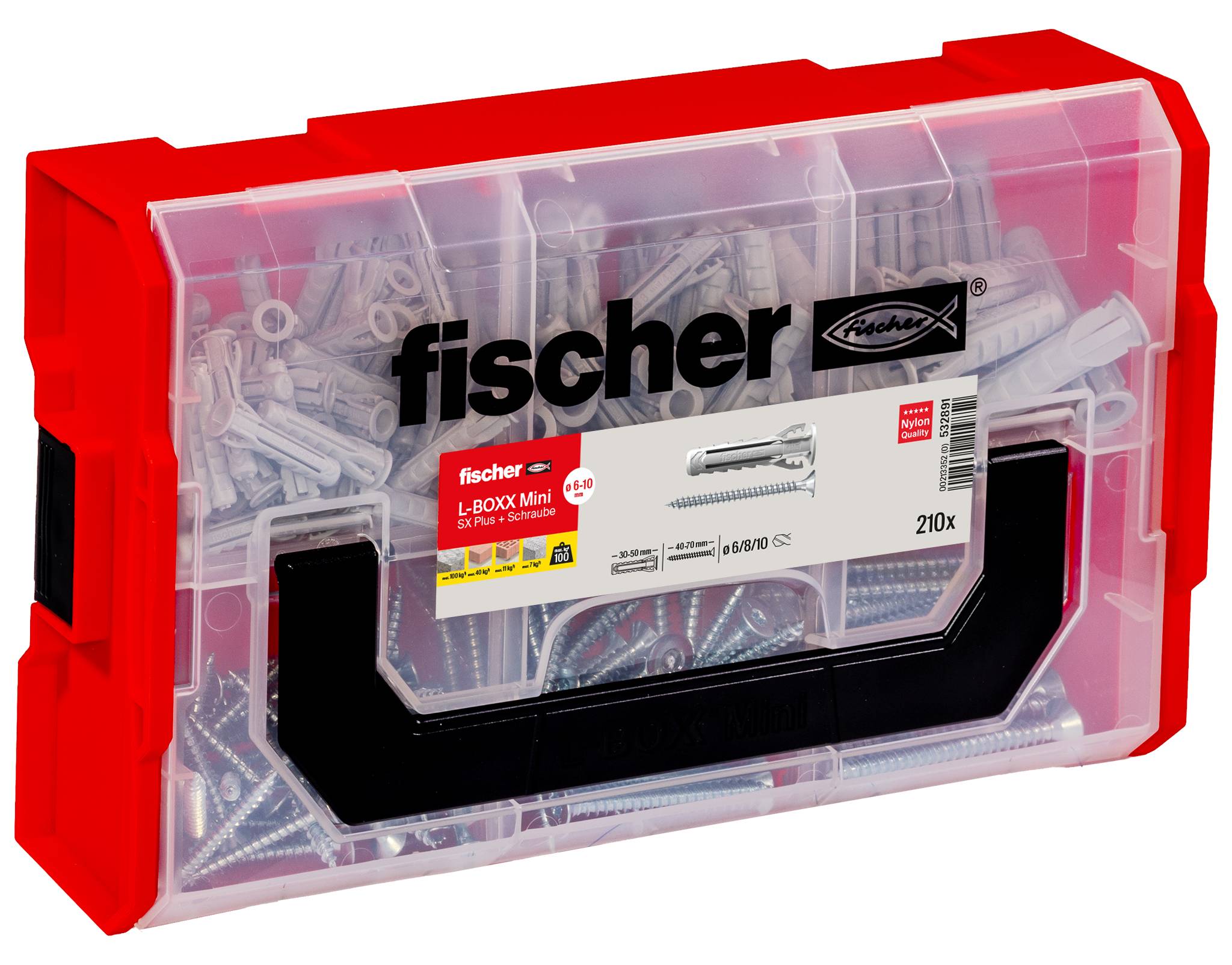 Boîte de vis et de chevilles à expansion FIXtrainer SX Fischer 532891, 210 pcs.