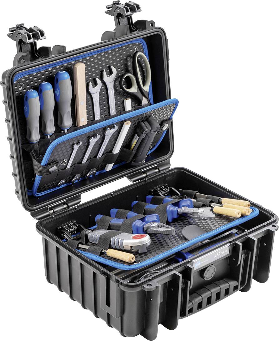 Une boîte à outils ouverte présente une sélection de tournevis, pinces, clés et autres outils manuels.