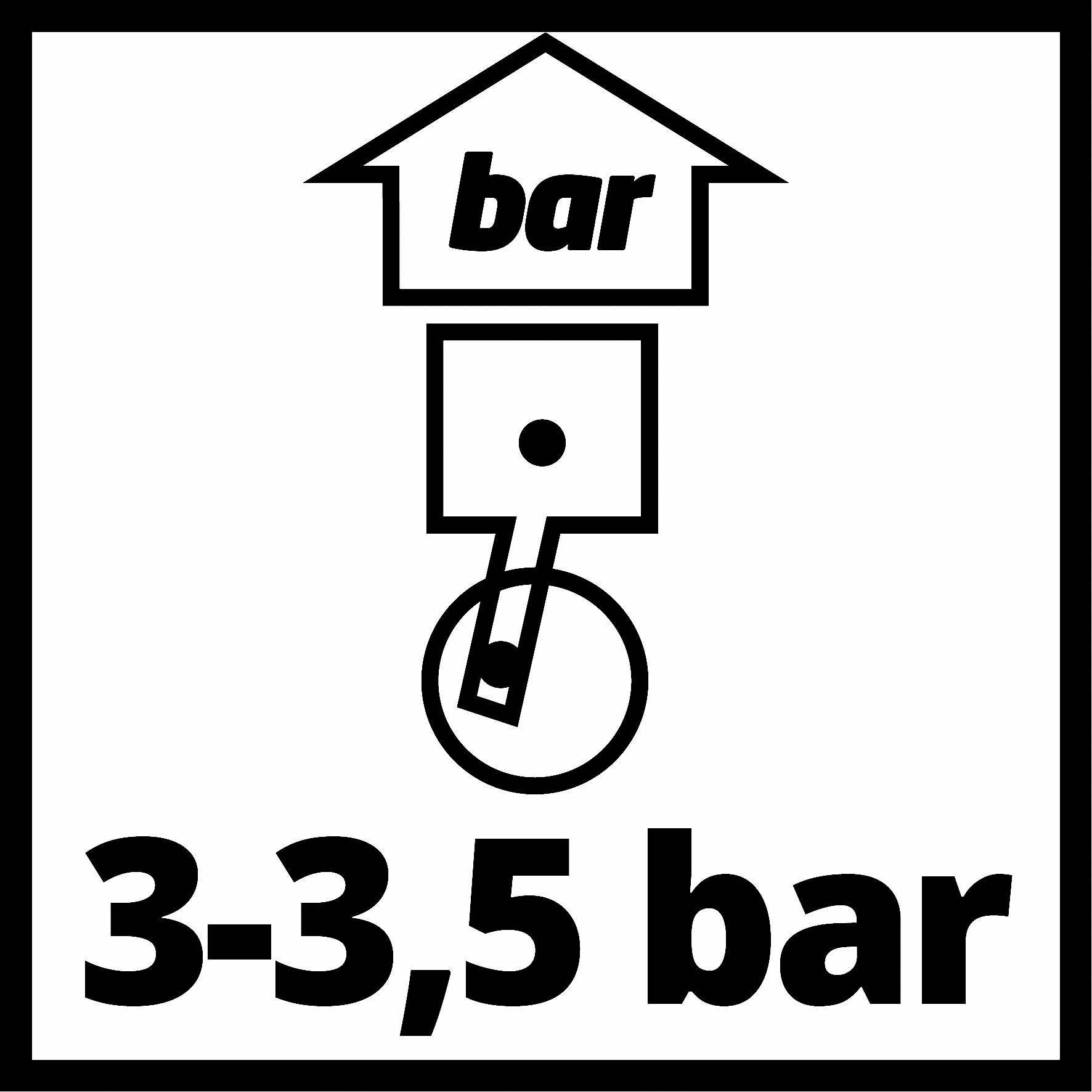 'Augmentation de la pression recommandée à 3-3,5 bars.' Un symbole représentant une maison, une flèche et un chiffre indique l'augmentation de la pression.