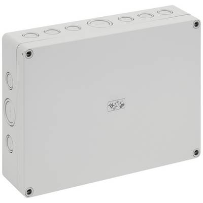 Un boîtier rectangulaire en plastique blanc avec des angles arrondis et plusieurs passages ronds sur les côtés pour les connexions de câbles.