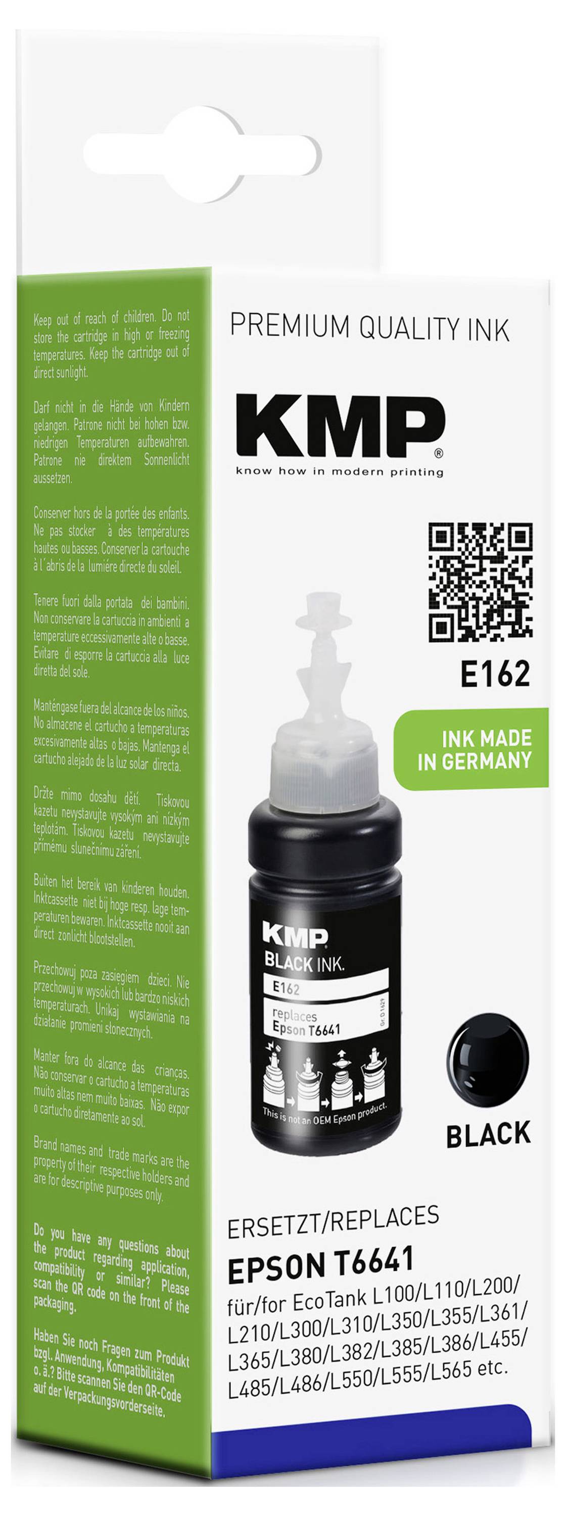 KMP Encre de recharge remplace Epson T6641 compatible noir 70 ml E162 1629,0001-1