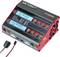Chargeur pour modèles radiocommandés avec deux canaux indépendants. Les écrans LCD affichent 'LiPo BALANCE' et les informations de charge. Marque 'VOLTCRAFT'.