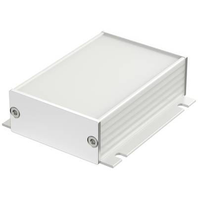 Boîtier métallique à structure nervurée et pattes de fixation, adapté aux appareils électroniques, présentant un design robuste et fonctionnel.