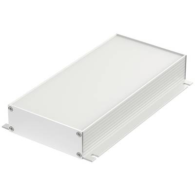 Boîtier blanc rectangulaire avec fixations à vis, potentiellement adapté aux composants ou appareils électroniques.