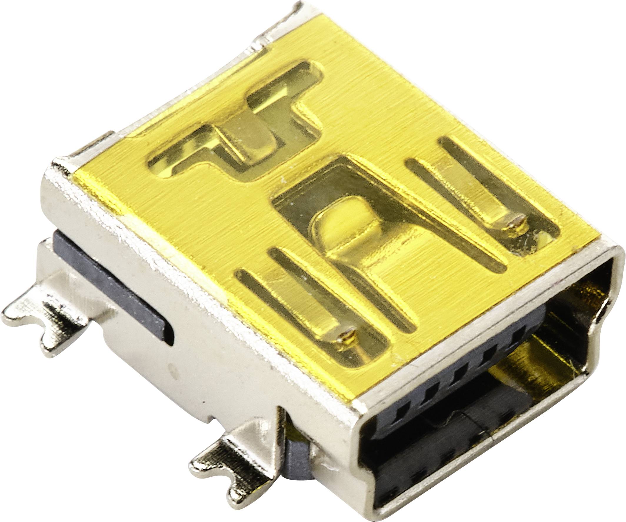 Un connecteur USB à surface dorée, utilisé pour les appareils électroniques.