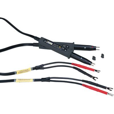 'Sondes et câbles de dispositifs de mesure avec pointes de mesure, poignées isolées et connexions à fourche. Adaptés pour les essais électriques.'