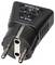 Adaptateur noir pour prise UE avec trois boutons, marqué ok pour position ph et ph-n.