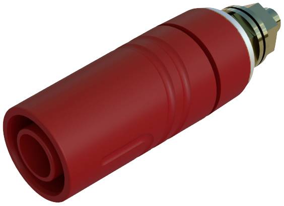 Un coude cylindrique rouge avec raccord métallique, utilisé dans les systèmes de tuyauterie pour connecter ou prolonger des conduites.