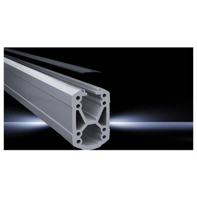Un profilé en aluminium argenté sur un fond noir, utilisé pour la construction de structures modulaires.