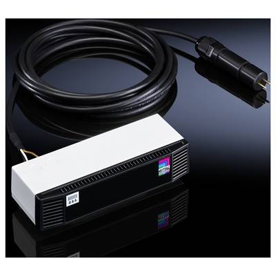 Capteur de câble noir avec boîtier rectangulaire blanc. Logo de marque et quatre fils de connexion jaunes visibles. Utilisé pour les connexions électriques.