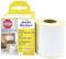 Une boîte jaune contenant des étiquettes d'expédition blanches autocollantes de la marque Avery Zweckform. Compatibles avec les imprimantes Dymo LabelWriter.