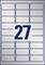 Numéro 27 sur fond blanc, entouré de contours rectangulaires dans un motif de grille.