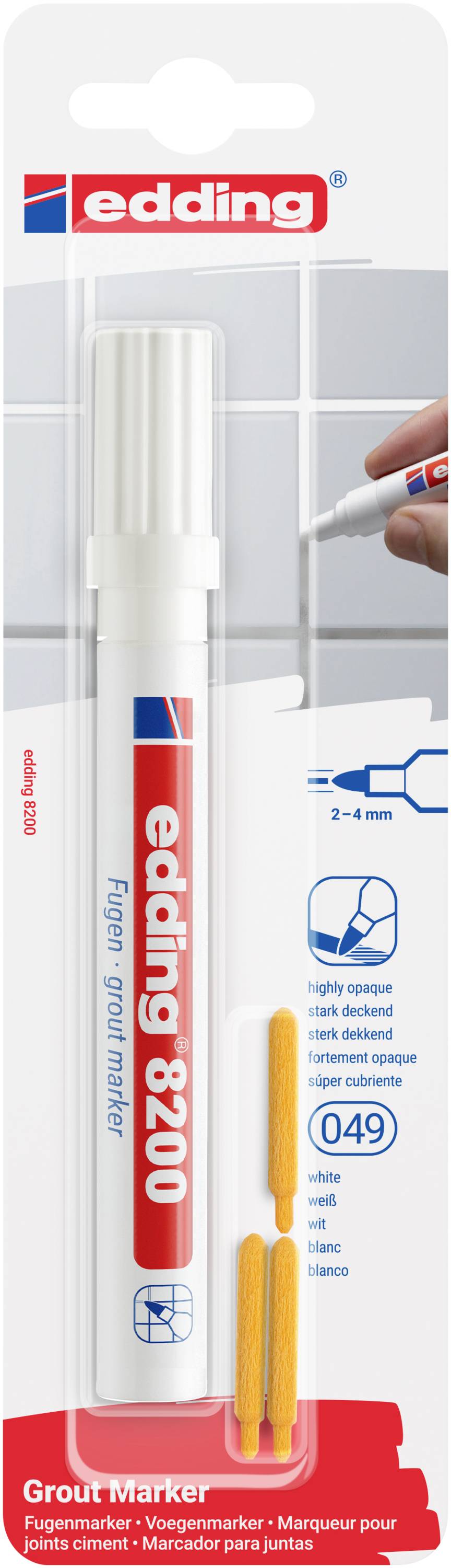 Edding 8200 4-8200-1-4049 Marqueur pour joints blanc 2 mm, 4 mm-0