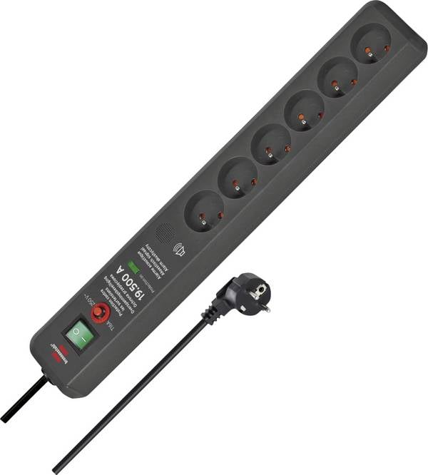 Multiprise avec parafoudre Brennenstuhl 1159541376 x6 anthracite contact de protection 1 pc(s)