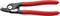 Coupe-câbles Knipex rouge sur fond blanc, adapté pour couper les câbles en cuivre et en aluminium jusqu'à 12 mm de diamètre.