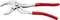 Une pince multiprise réglable aux poignées rouges, portant le nom de marque 'Knipex' sur la poignée. Adaptée pour les tuyaux et les écrous de 25 à 80 mm.