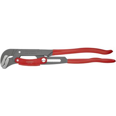 Une pince multiprise à pompe avec poignée rouge et mécanisme de serrage réglable, idéale pour serrer et desserrer des tuyaux et des écrous.