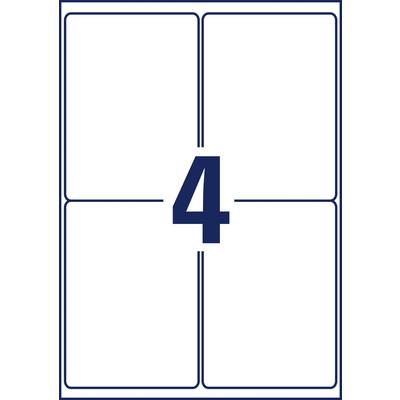 Le numéro quatre de la carte en bleu sur un fond blanc, encadré par quatre rectangles.