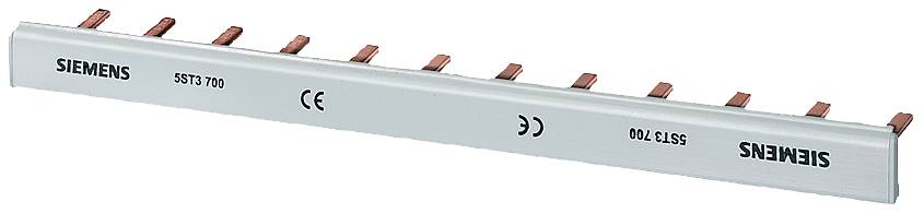 'Rail de phase Siemens, numéro de modèle 5ST3 700, avec connexions en cuivre. Utilisé dans les distributions électriques pour la distribution du courant.'