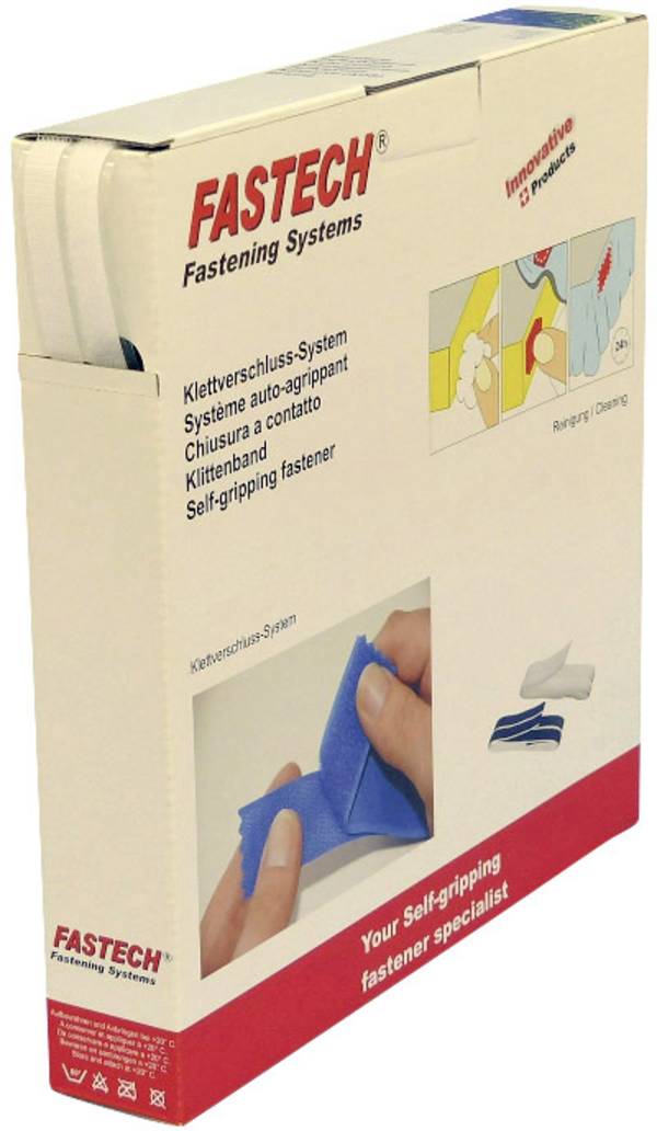 FASTECH® B10-SKL000025 Bande auto-agrippante hotmelt à coller partie velours et partie agrippante (L x l) 25 m x 10 mm blanc 25 m