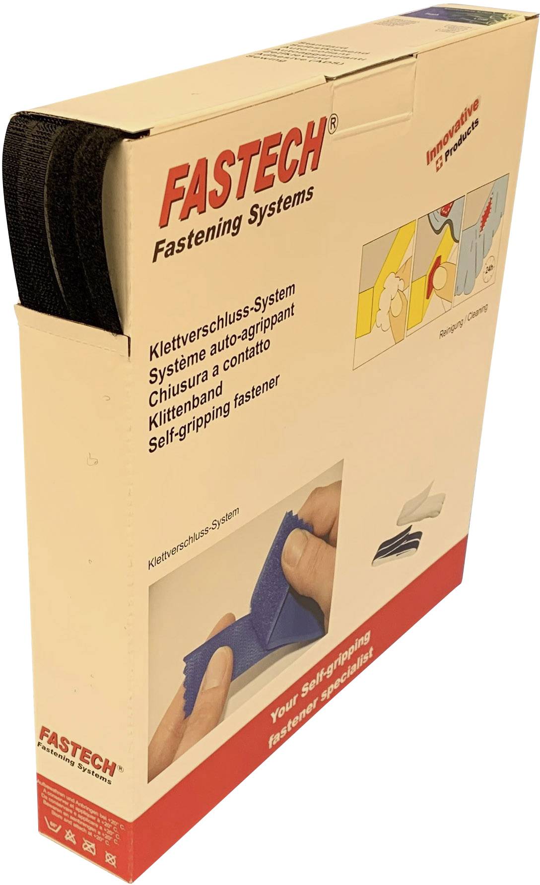 FASTECH B10-STD-HL999925 Sew-On Hook-and-Loop Tape 50m x 10mm Black