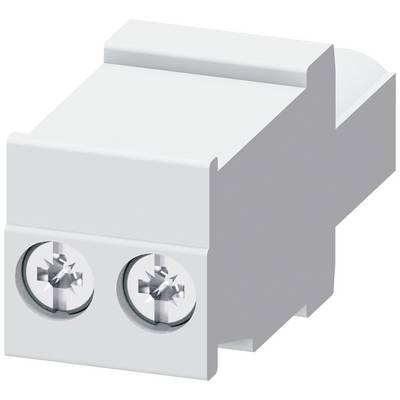 Une prise électronique grise, rectangulaire, avec deux vis visibles sur l'avant ; utilisée pour connecter des conducteurs électriques.