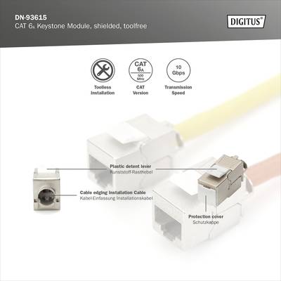 Module RJ45 encastrable Keystone Digitus DN-93615 CAT 6a-10