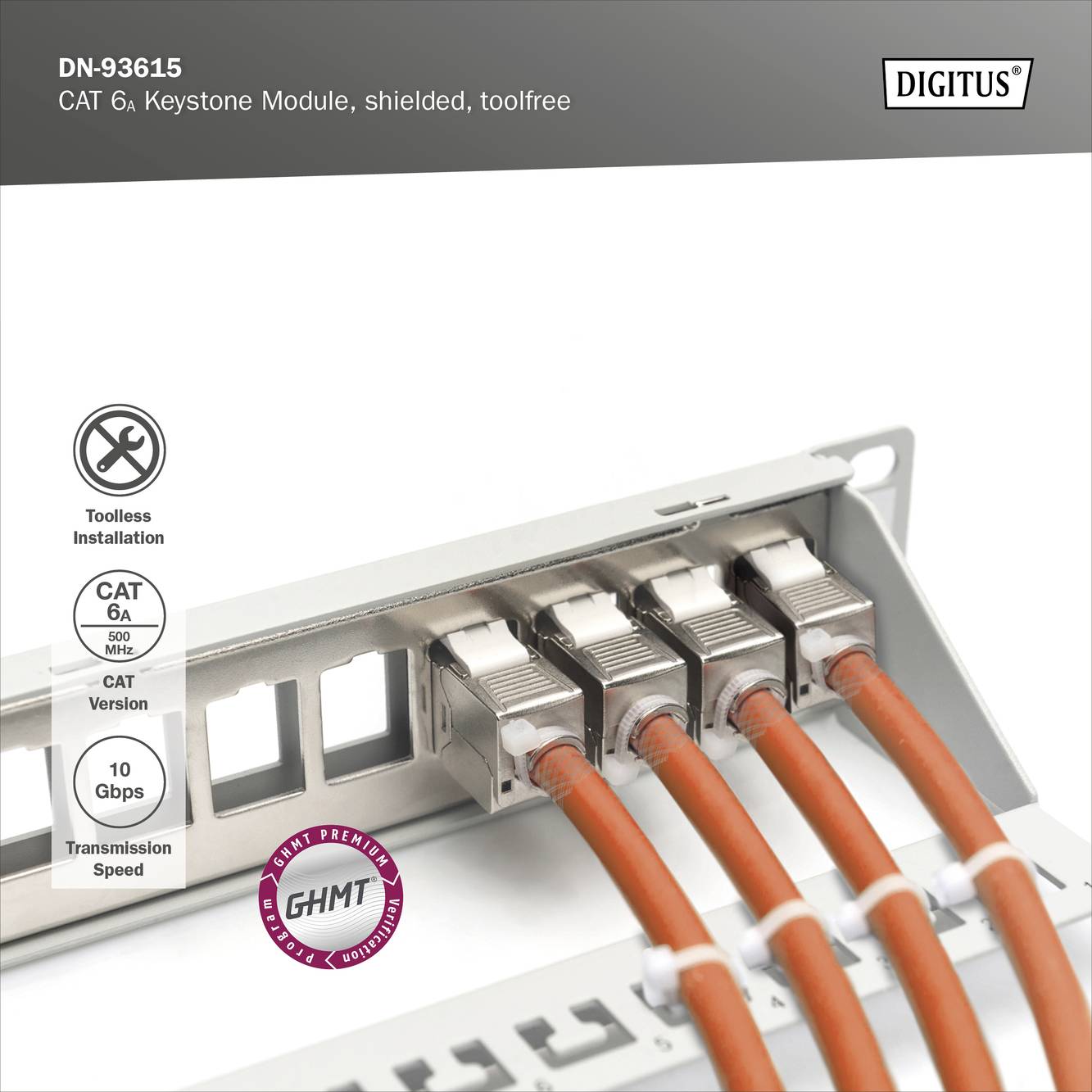 Module RJ45 encastrable Keystone Digitus DN-93615 CAT 6a-15