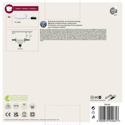'P4285 Kit d'encastrement 1x P=13W Modula Square c1 f1.' Guide visuel pour l'installation au plafond. Graphique de contour et informations techniques.