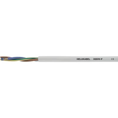 Gros plan d'un câble électrique portant l'inscription 'HELUKABEL H05VV-F'. Le câble présente des fils isolés de différentes couleurs.