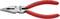 Pince coupante combinée rouge de Knipex avec pointe métallique et surface de préhension dentelée, adaptée pour saisir et couper du fil. Fabriqué en Allemagne.